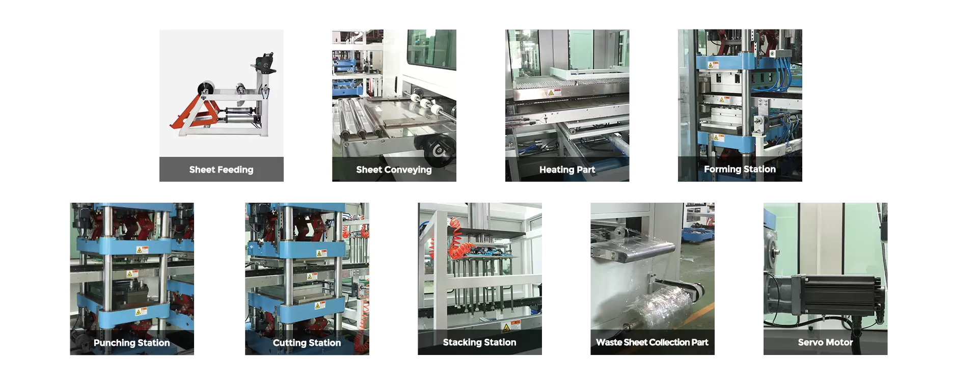 Multi-station automatic plastic thermoforming machine workflow Multi-station automatic plastic thermoforming machine workflow