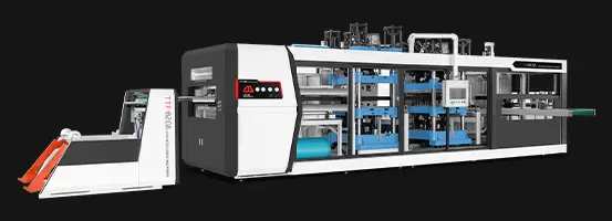 Three-Station Plastic Thermoforming Machine